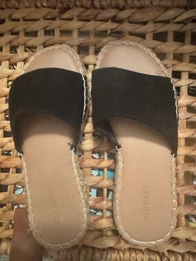 Old Navy Black Slide Espadrille Mules